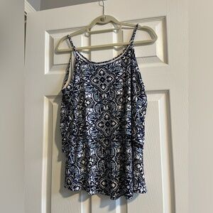 White House Black Market Blue Graphic Top